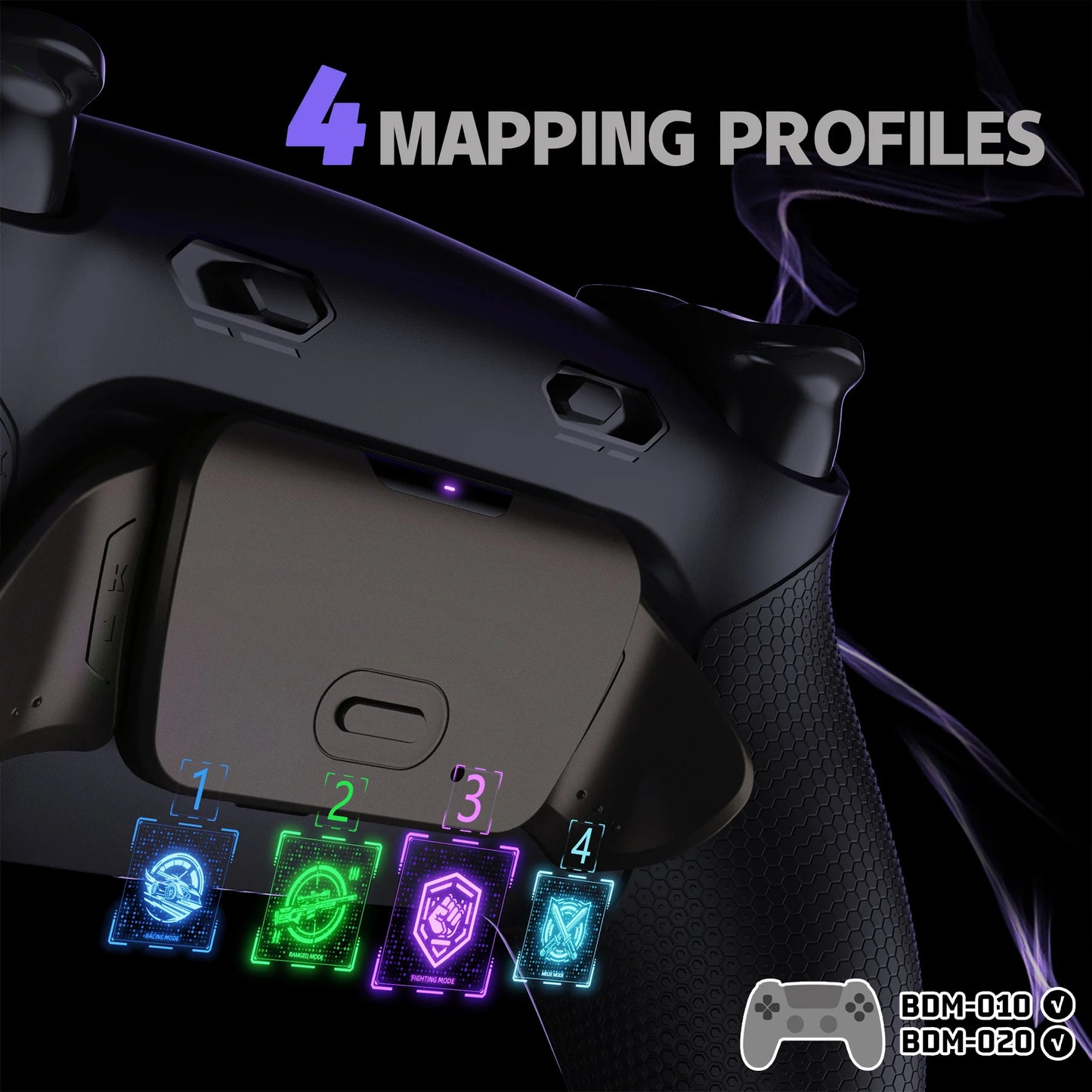 eXtremeRate RISE Plus MAX Remappable Real Metal Back Buttons Kit with Clicky Trigger Stops & Rubberized Grip for ps5 BDM-010 020