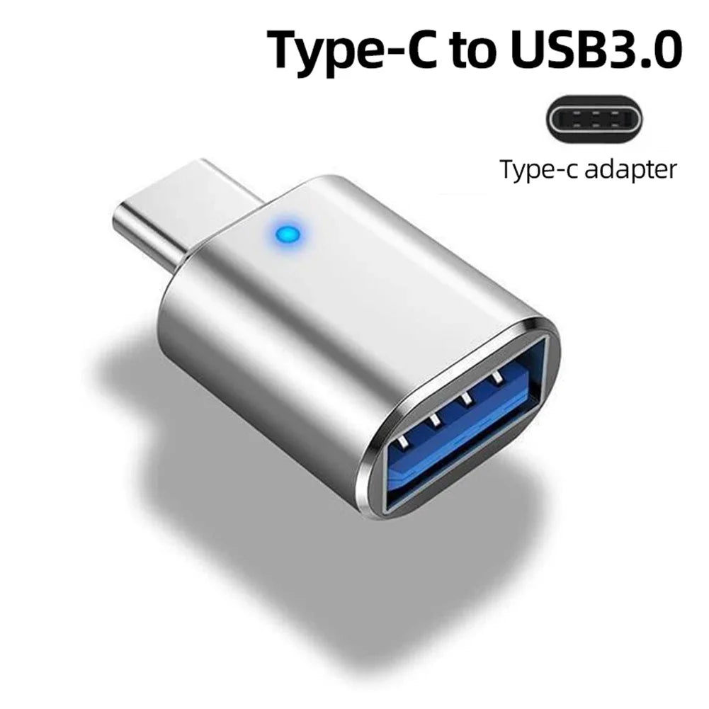 1-3PCS Type-C To USB3.0 Converter LED Indicator Type-C To USB OTG Adapter 3A Fast Charging 5Gbps Data Transfer Plug and Play