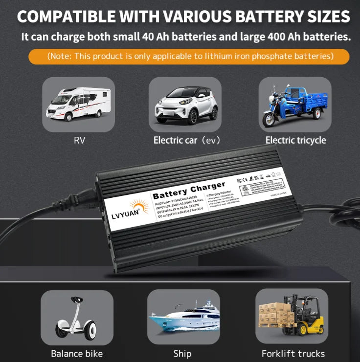 Auto DC12V 24V Battery Charger Smart LCD Display 8-stage Intelligent Charging Car Battery Chager for LiFePO4 AGM GEL Lead-Acid