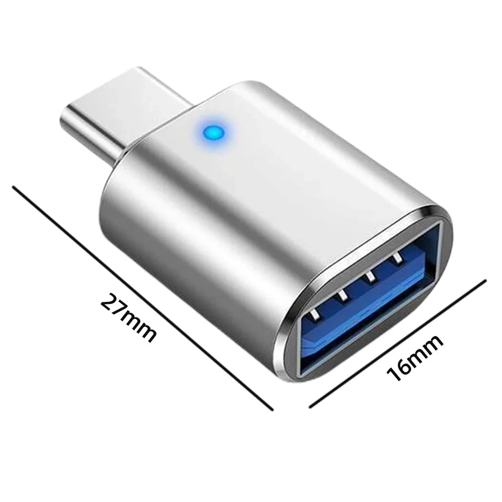 1-3PCS Type-C To USB3.0 Converter LED Indicator Type-C To USB OTG Adapter 3A Fast Charging 5Gbps Data Transfer Plug and Play