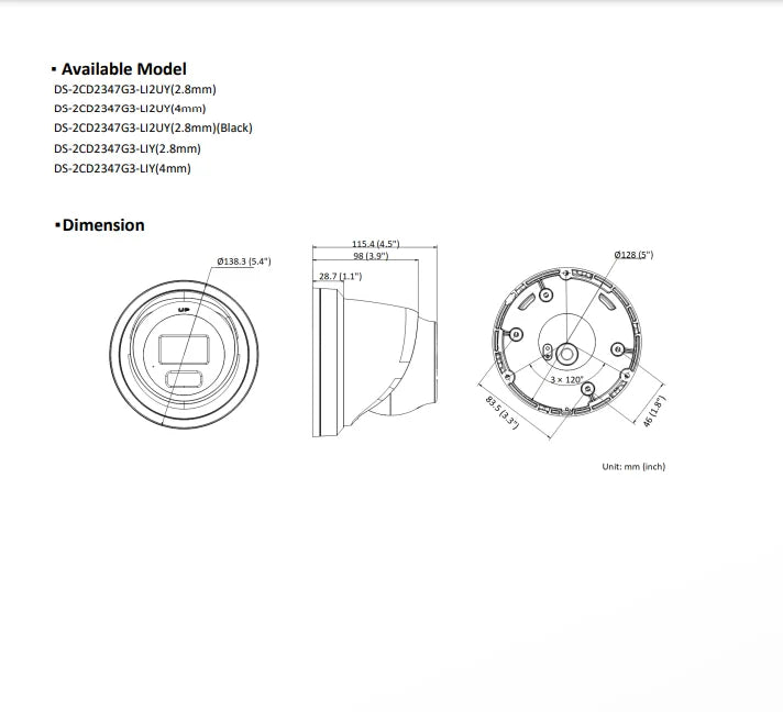 Hikvision 4MP IP Camera DS-2CD2347G3-LI2UY Smart Hybrid Light ColorVu Built-in Dual Mic 4K 24/7 Colorful Turret Network Camera