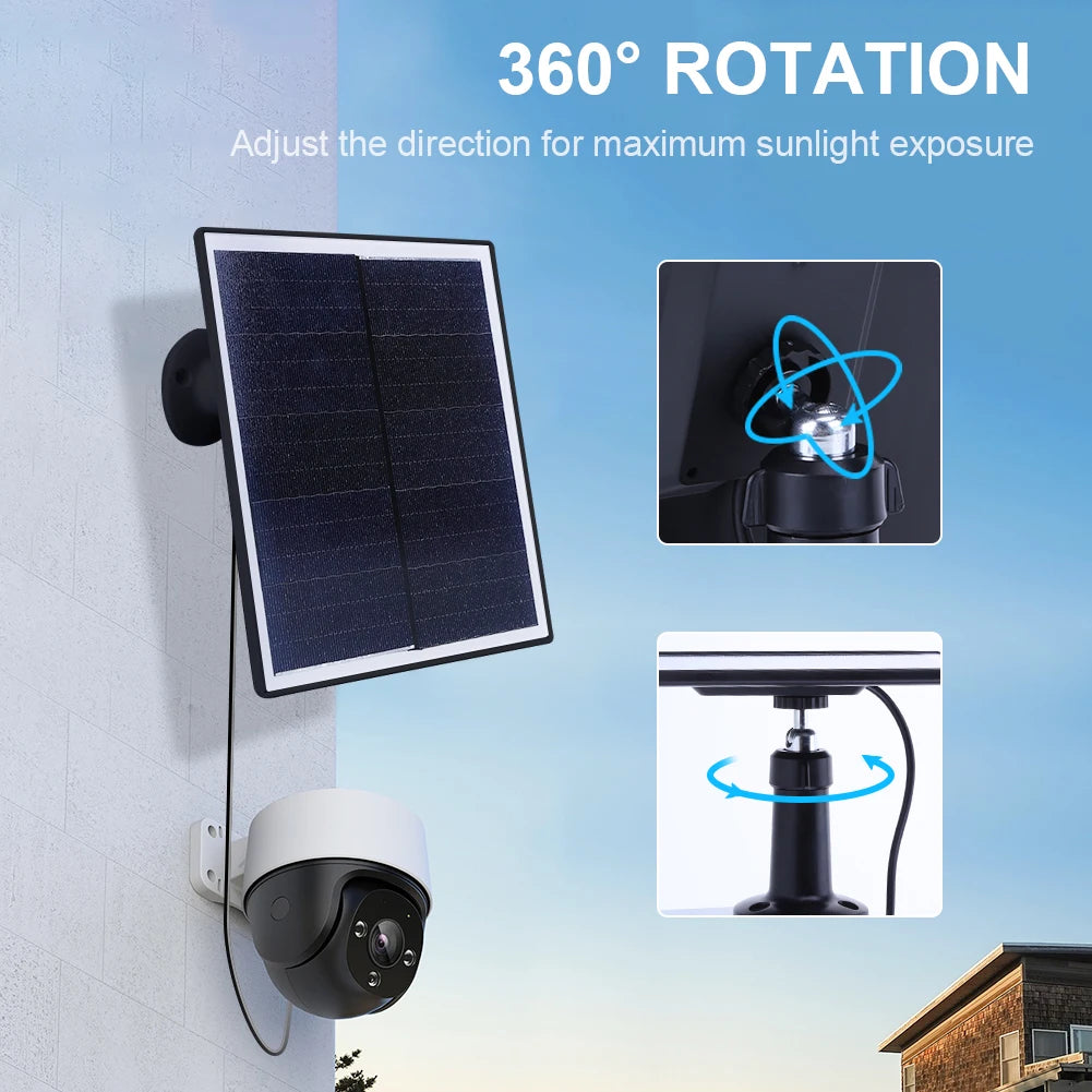 20W 5V High Efficiency Shingled Solar Panel Charger for Security Cameras IP65 Waterproof Adjustable Mount USB Ports