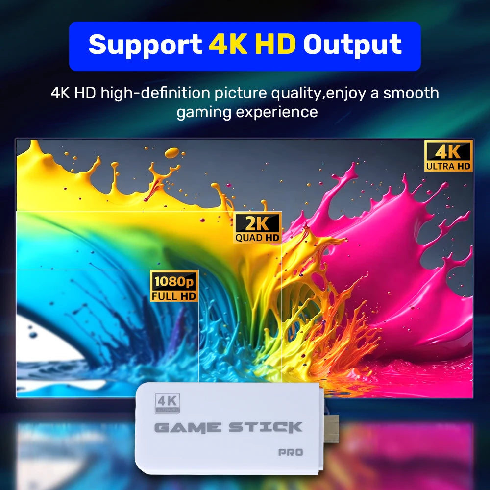 JMachen M15 Game Stick 64G Video Game Console 4K UHD Output with 30000+ Retro Games for PS1/MAME/SNES with Wireless Controllers