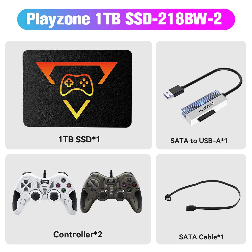 Playzone 1TB SSD&Game Consoles For PS5/PS4/PS3/Xbox/Xbox one/Switch With 16000 Emulator Games+86 PC Games Plug&Play For WIN PC