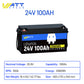 Wattcycle New 24V LiFePO4 Lithium Battery 100Ah Solar Lithium Battery Pack 15000 Cycles with BMS for Home Solar System 1/2Packs