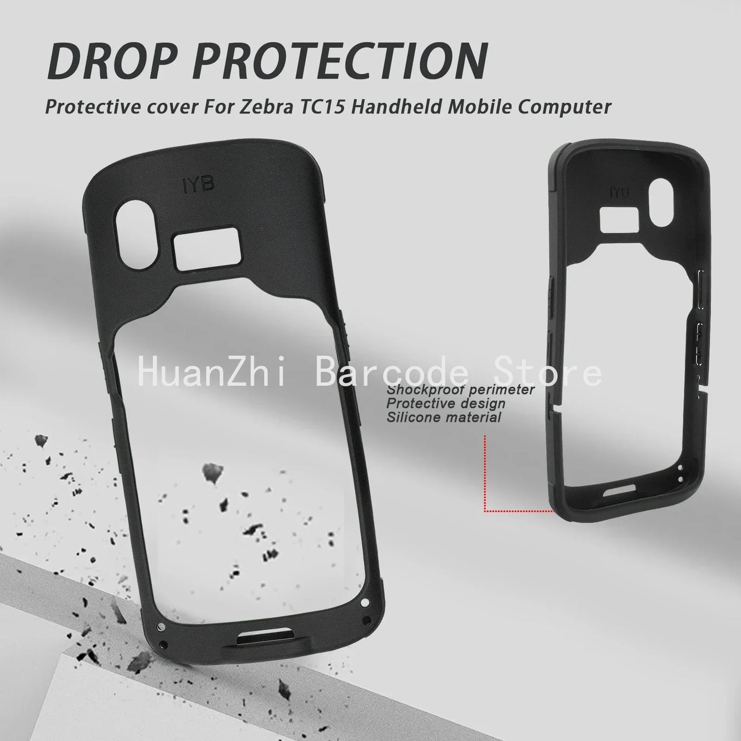 TC15 Protective Case with Hand strap for Zebra TC15 Scanner Handheld Mobile Computer, Rugged Bumper Cover