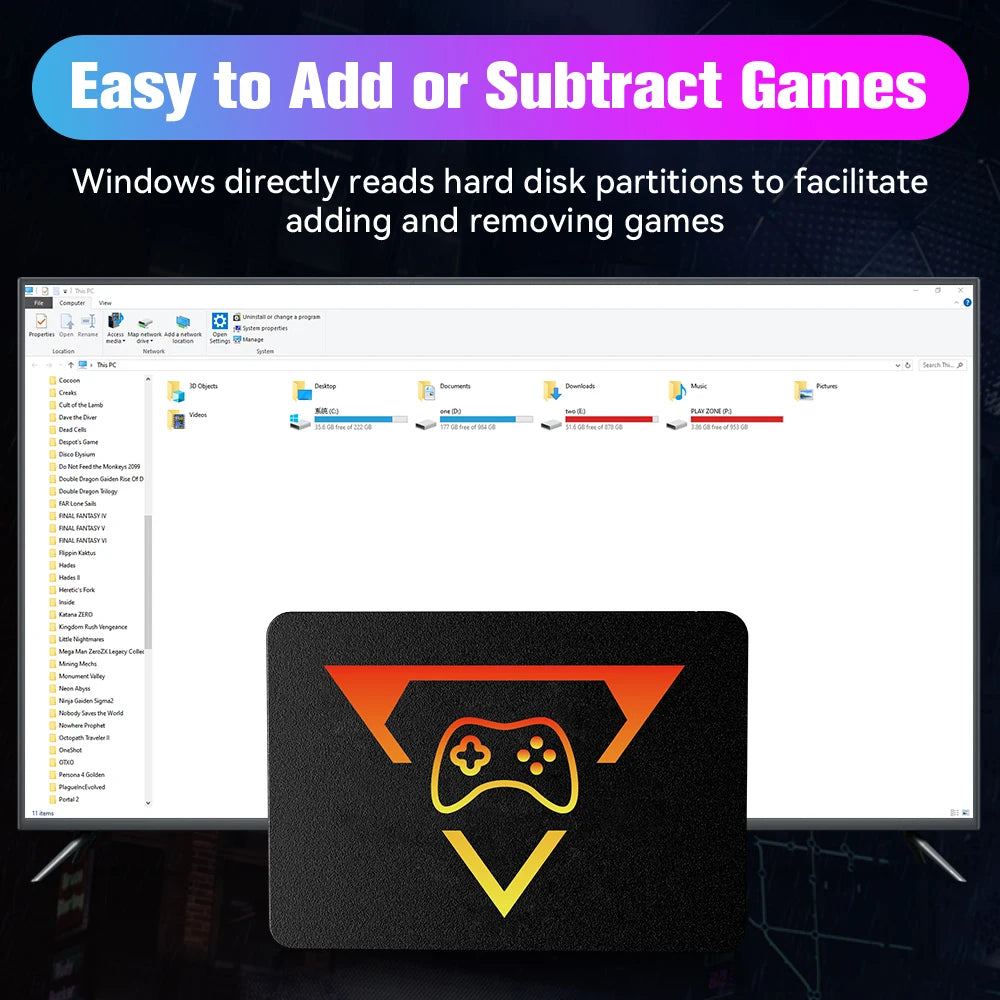 Playzone 1TB SSD&Game Consoles For PS5/PS4/PS3/Xbox/Xbox one/Switch With 16000 Emulator Games+86 PC Games Plug&Play For WIN PC