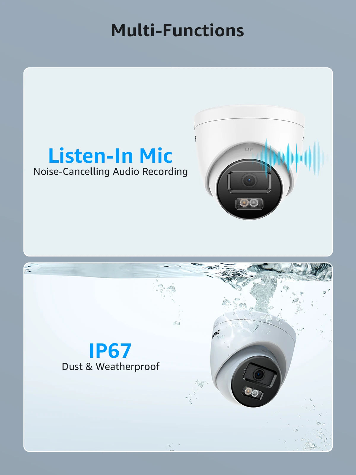 ANNKE 8MP Surveillance Camera 4K IR PoE IPC Build-in Mic Vehicle Human Detection CCTV Cameras Weatherproof