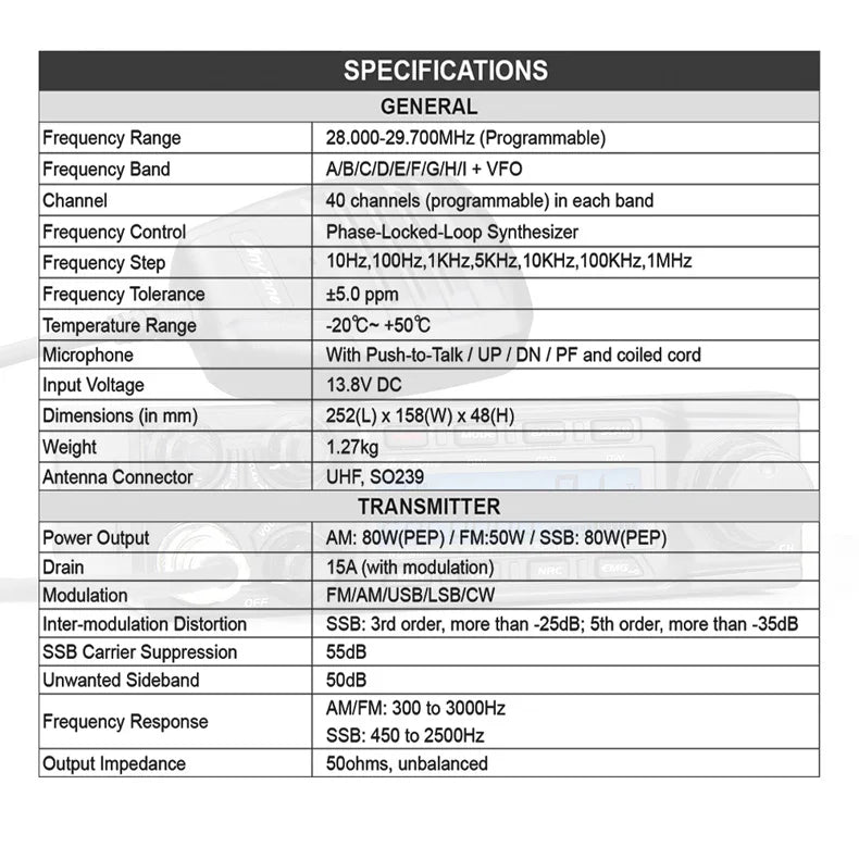 New Anytone AT-6666Pro 80W High Power 28.000-29.695MHz 10 Meter Radio CW/AM/FM/USB/PA Mode 40CH Car Mobile Radio