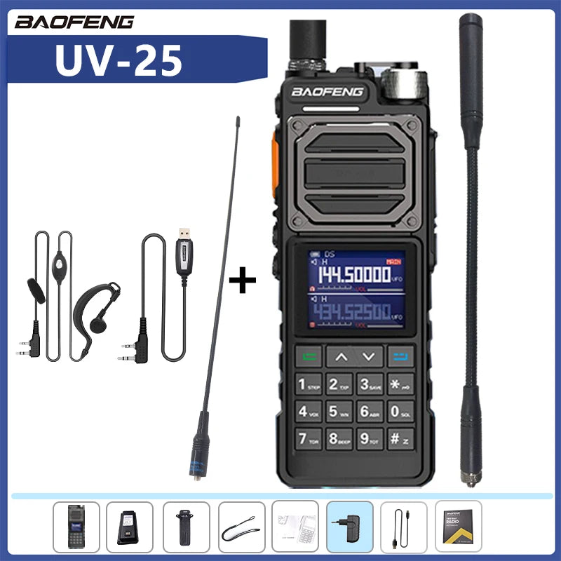 Baofeng UV-25 Air Band Walkie Talkie Wireless Copy Frequency NOAA Type-C Charger AM Long Range UHF VHF 999CH Ham Two Way Radio