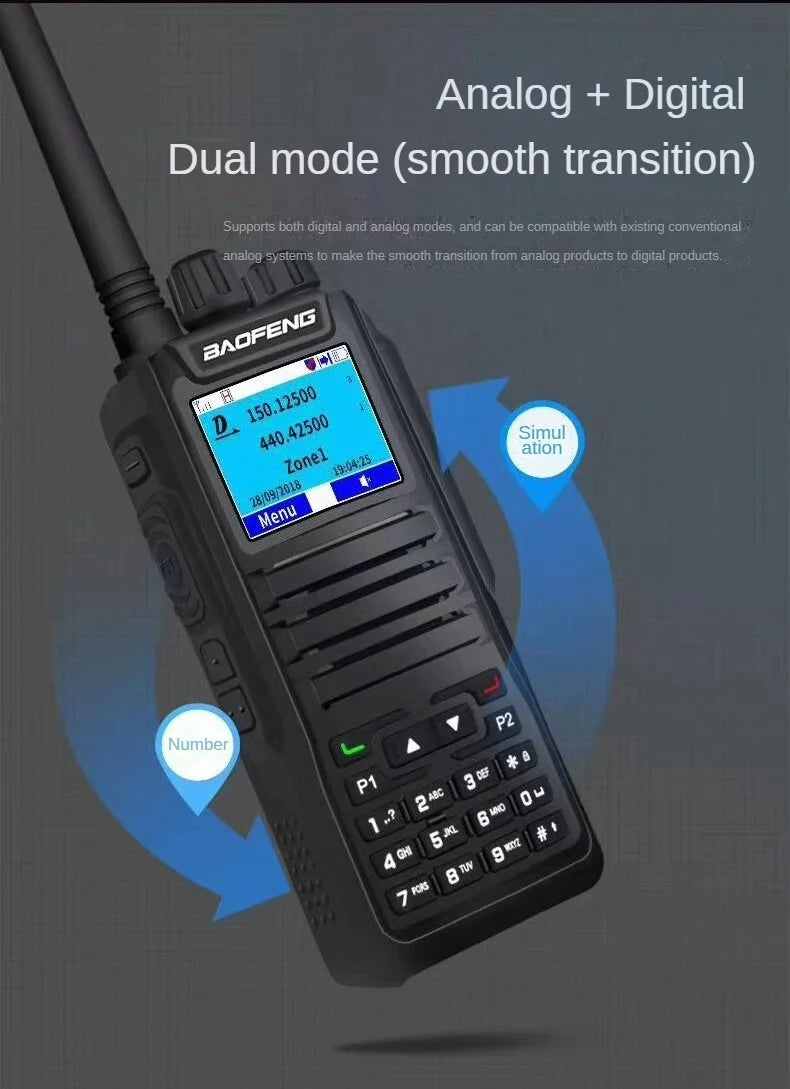 Baofeng 1701 Upgrade DM-1702 Openg GD77 GPS Dual Mode Analog And Digital Walkie Talkie Tier 1+2 Dual Time Slot VHF 136-174 UHF 4