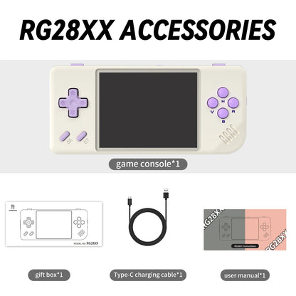 ANBERNIC RG28XX Mini Handheld Game Console 2.83" 640*480 IPS Screen Linux System Supports E-book TV-HDMI-Output 64GB 5000+ Games