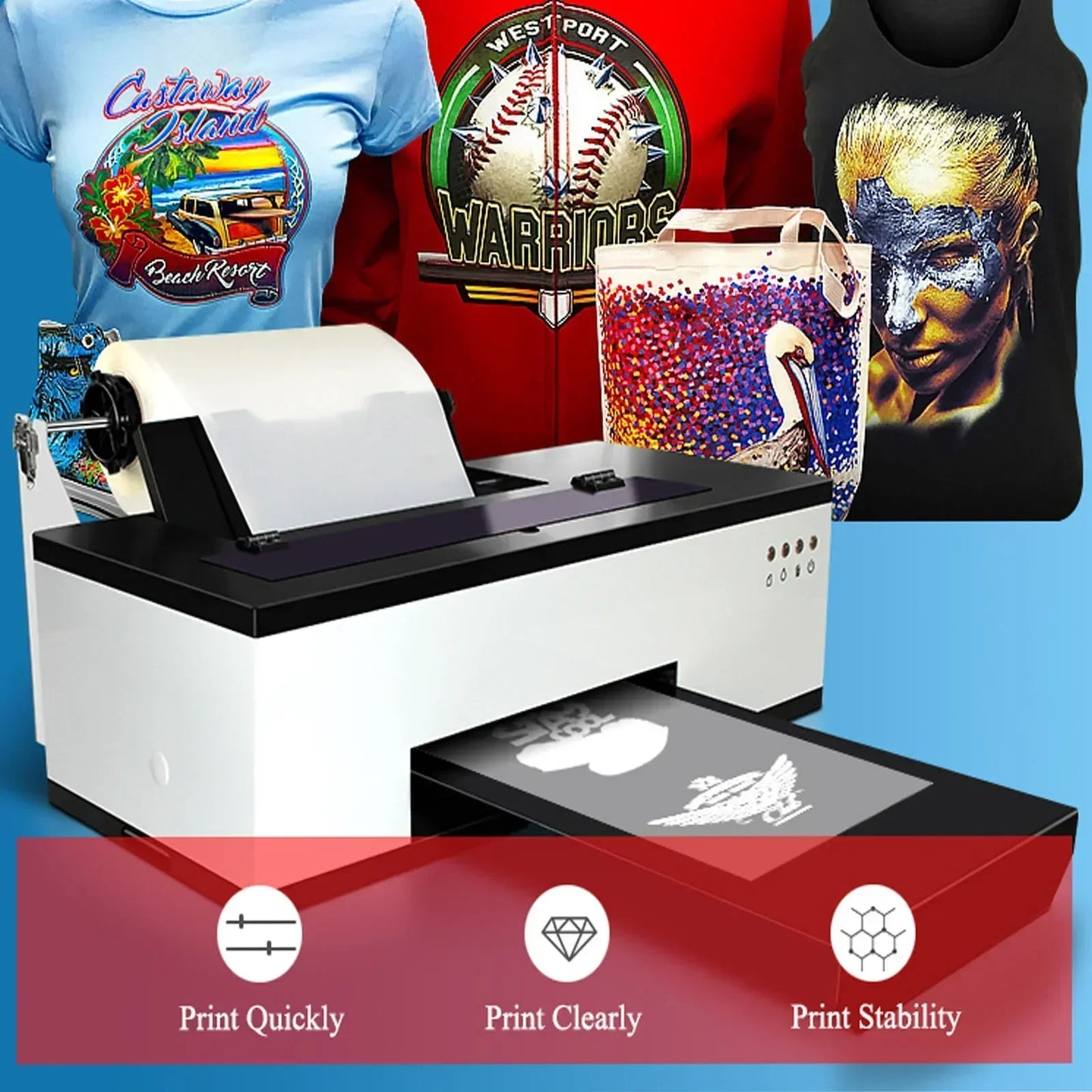 SIHAO A3 L1800 DTF Printer & Oven Combo Kit, DTF Transfer Film Heat Press for T-Shirt/Clothes/Hoodie/Shoes Custom Printing