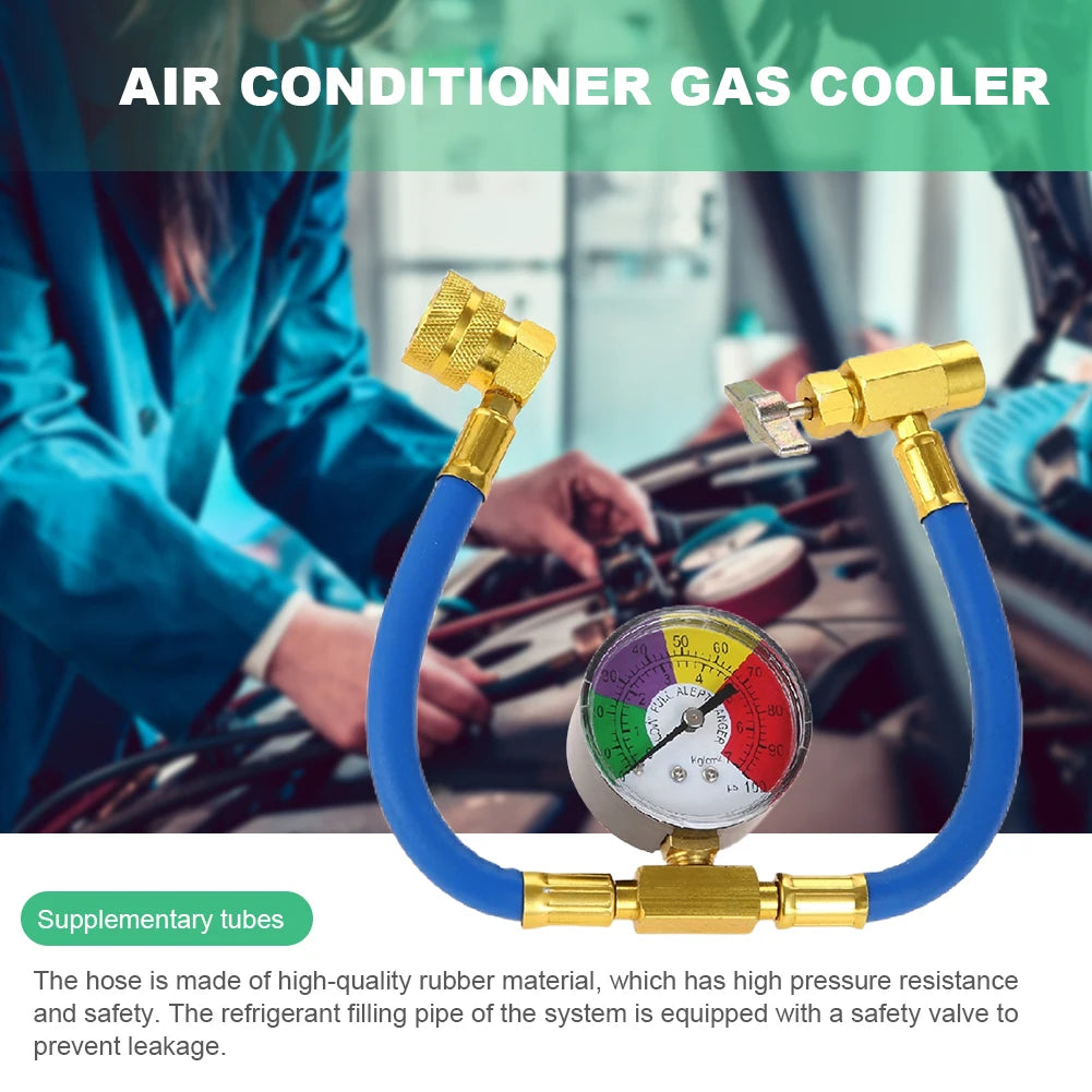 R134A Refrigerant Charging Hose with Pressure Gauge Car Refrigerant Charging Pipe Refrigerant Gas Refill for Car Automobile