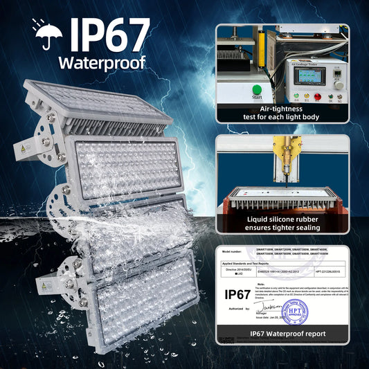 Stadium Lights LED Flood Light Outdoor Field Lights 400W Exterior 44000LM 6500K IP67 Waterproof Adjustable Lighting Arena Lights
