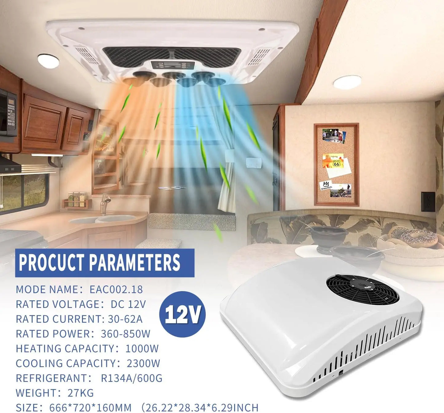 Treeligo New Electric RV 12V 24V Heat&Cool roof Air Conditioner RV Rooftop Car Parking ac For Truck Camper Van Caravan Motorhome