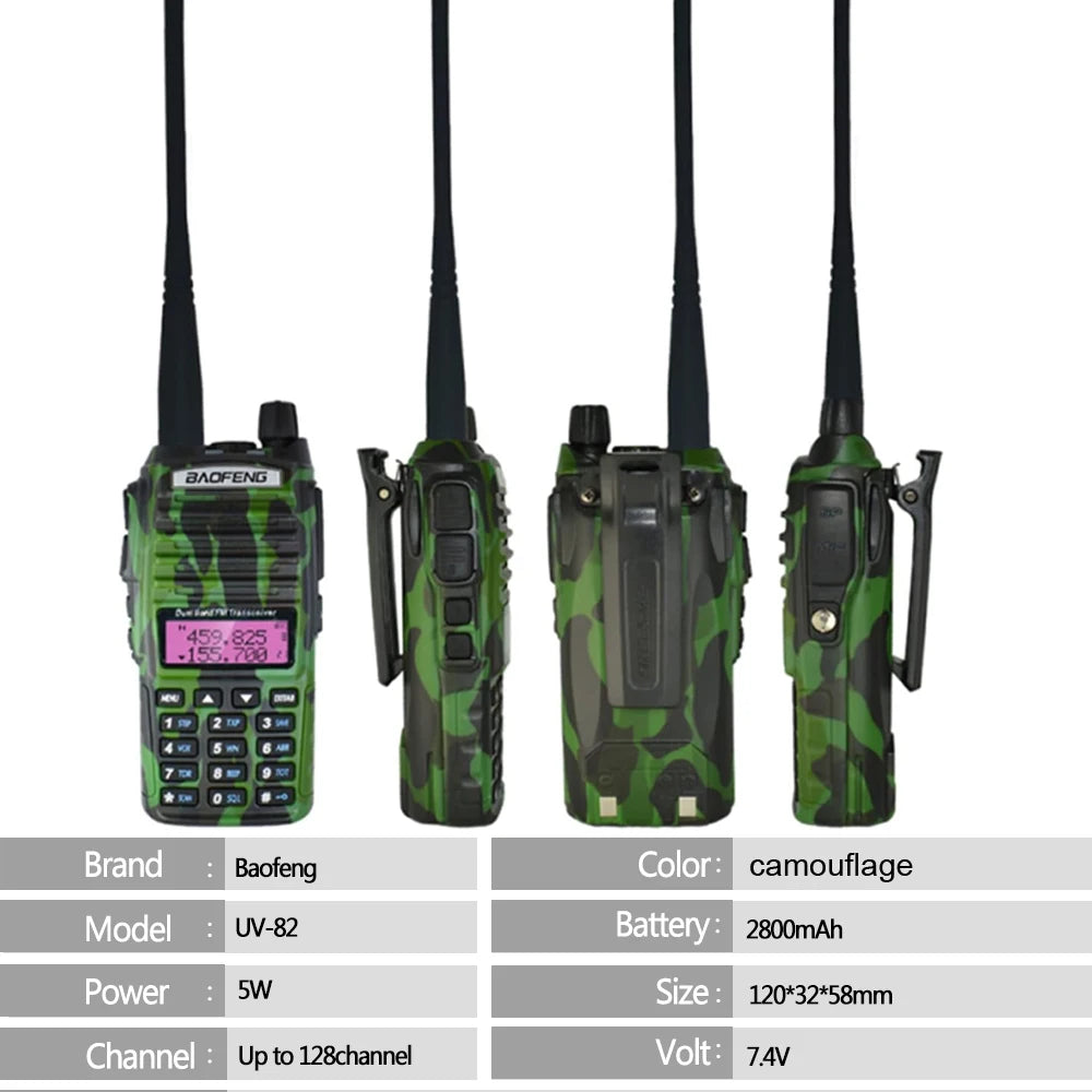 2PCS Baofeng UV-82 5W Dual Band 136-174 & 400-520MHz Walkie Talkie UV82 128 Channels CTCSS DCS Portable Ham Radio