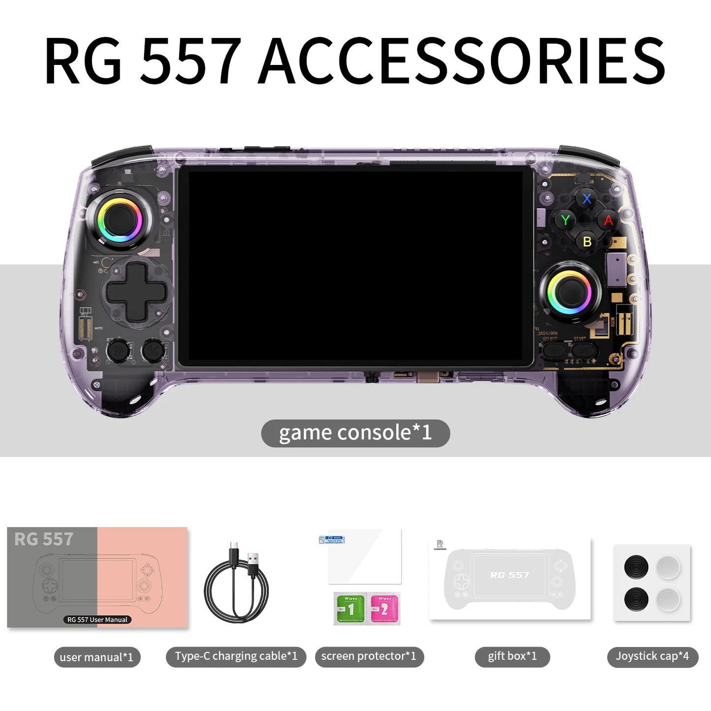 ANBERNIC RG557 Handheld Game Console Dimensity Processor 5.48" AMOLED Screen Android14 Capacitive Joystick DP Output Cooling Fan