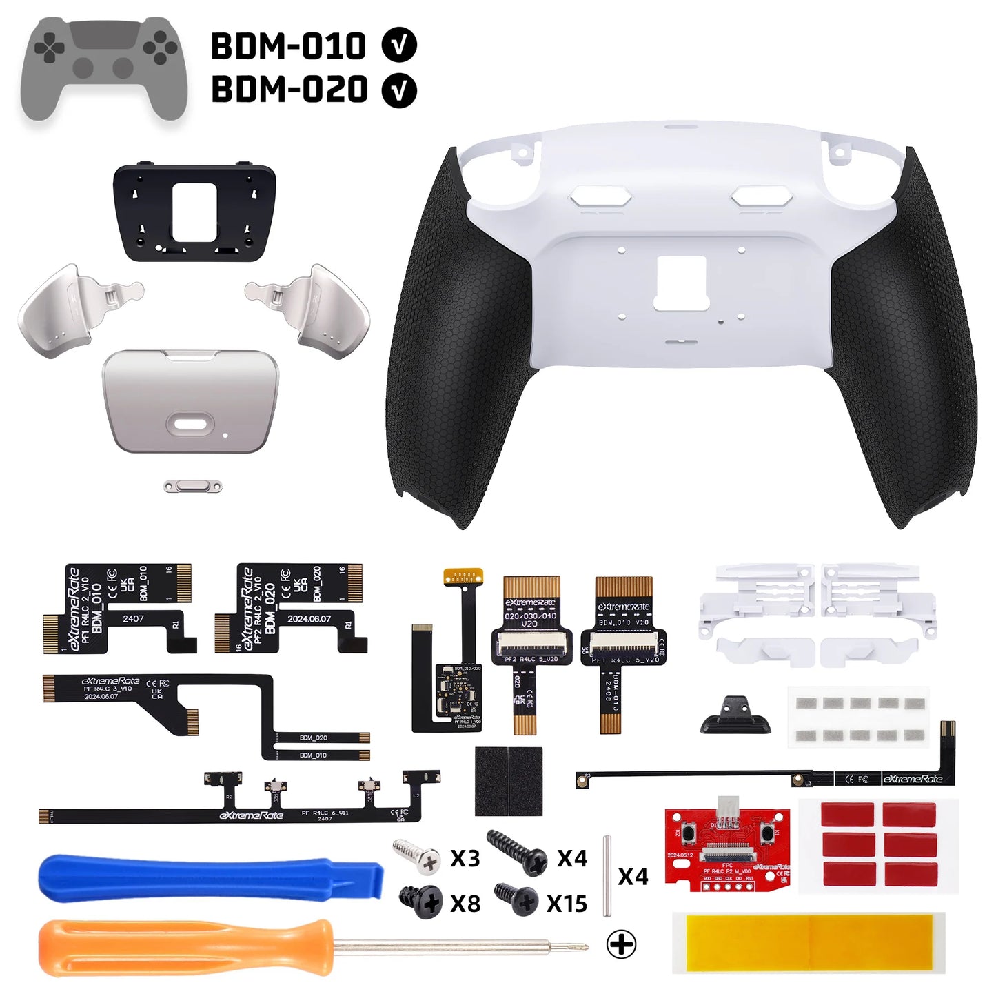 eXtremeRate RISE Plus MAX Remappable Real Metal Back Buttons Kit with Clicky Trigger Stops & Rubberized Grip for ps5 BDM-010 020