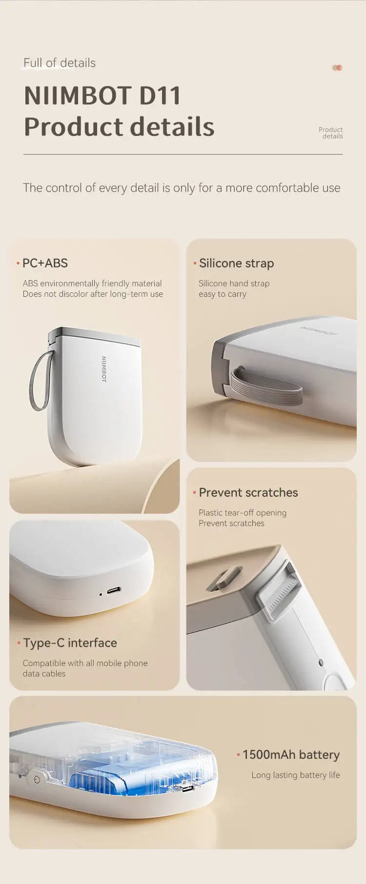 Niimbot 300 DPI High Definition Label Printer Upgraded D11 Wireless Thermal Label Maker Self-Adhesive Labeling Machine