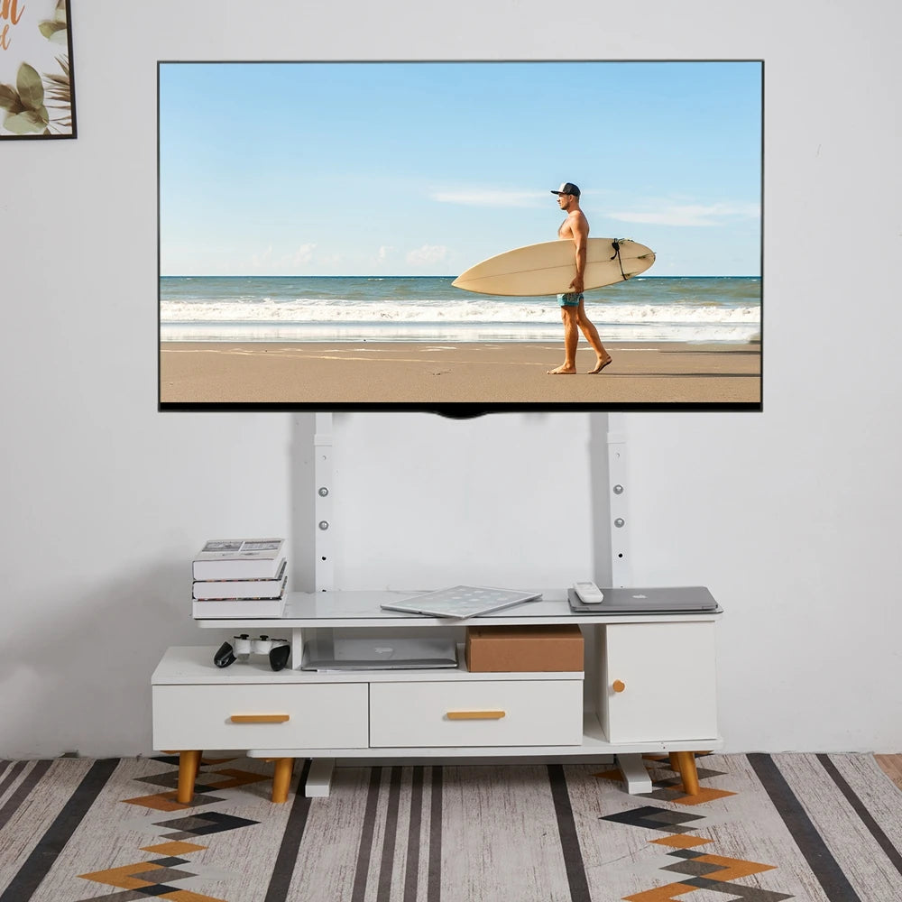 UNHO Mobile TV stand Stand with Height Adjustable  for TV Compatible 32-85 inch Panel LED LCD Screens Punch-free installation