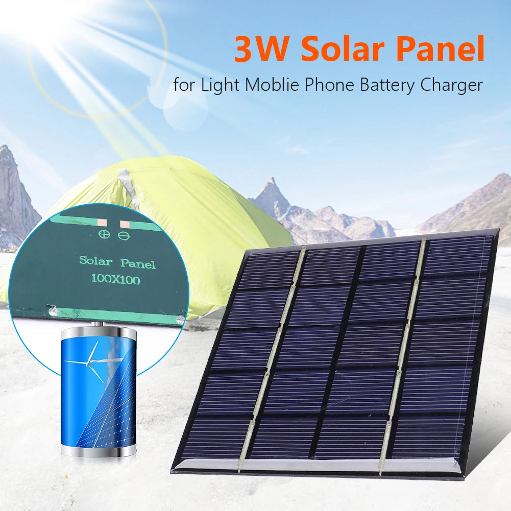 2-10pc Portable Solar Panel 3W 5V Micro Solar Board Fast Charger Polysilicon DIY Solar Cells System Mini Outdoor Battery Charger