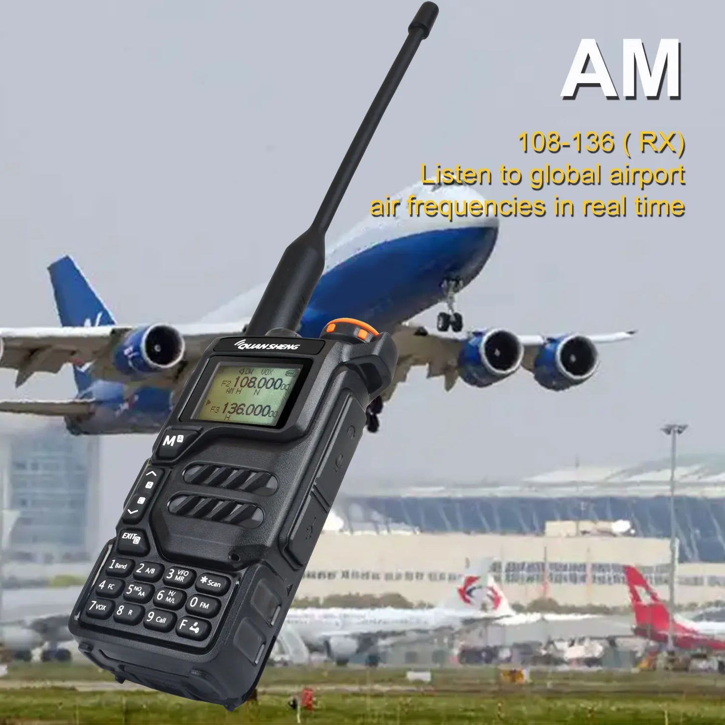 Quansheng 50-600MHz RX Walkie Talkie UV-K5 VHFUHF 136-174MHz 400-470MHz RX TX Both DTMF VOX FM Air Band Wireless Freq Copy Radio