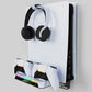 Shelf Floating Mount with Charging Station RGB Light Wall Bracket W/ Headset Holder for PS5 and PS5 Slim Consoles Disc & Digital