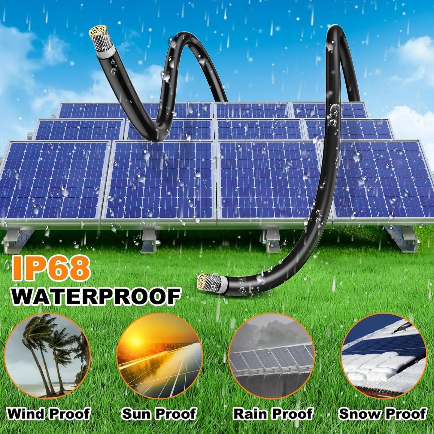 PowMr 100m Solar Cable 4/6mm² Black Red Solar PV Cable 10/12 AWG IP68 Extension for Solar System Photovoltaic System Solar Panel