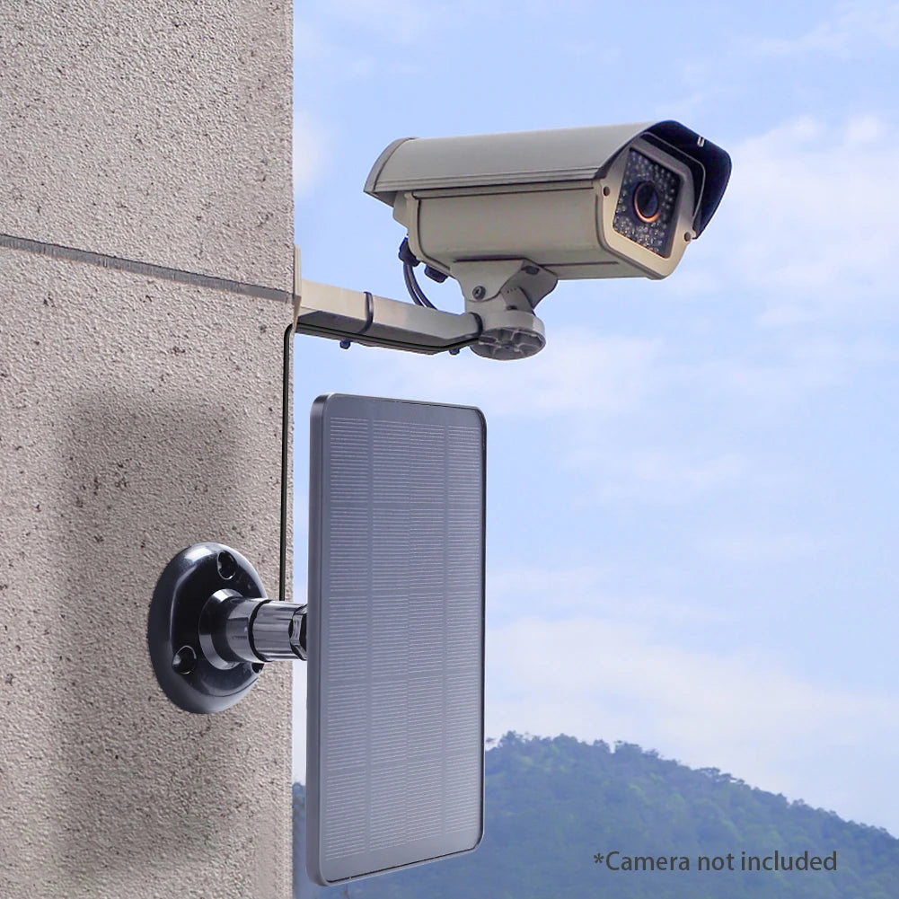 10W 5V Solar Cells Charger Type-C/Micro USB/DC Port Solar Panel for Security Camera/Small Home Light System 360°Adjustable