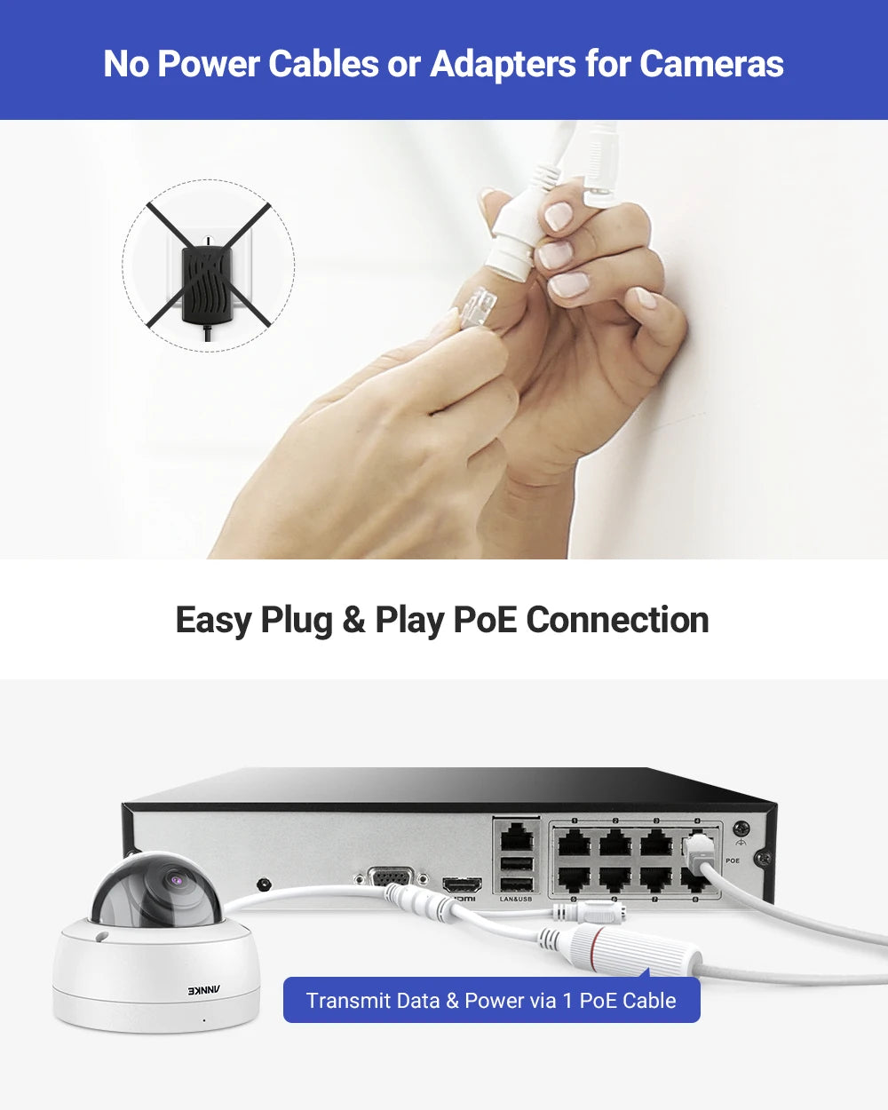 ANNKE 5MP FHD POE Network Video Security System H.265+ 6MP NVR With 5MP Weatherproof Surveillance POE Cameras Audio in Ip Camera