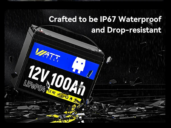 Wattcycle 12V 100AH LiFePO4 Lithium Iron Phosphate Battery Built-in 100A BMS For RV/ Yacht/ Camping/ Off-Grid/ Back-up Power