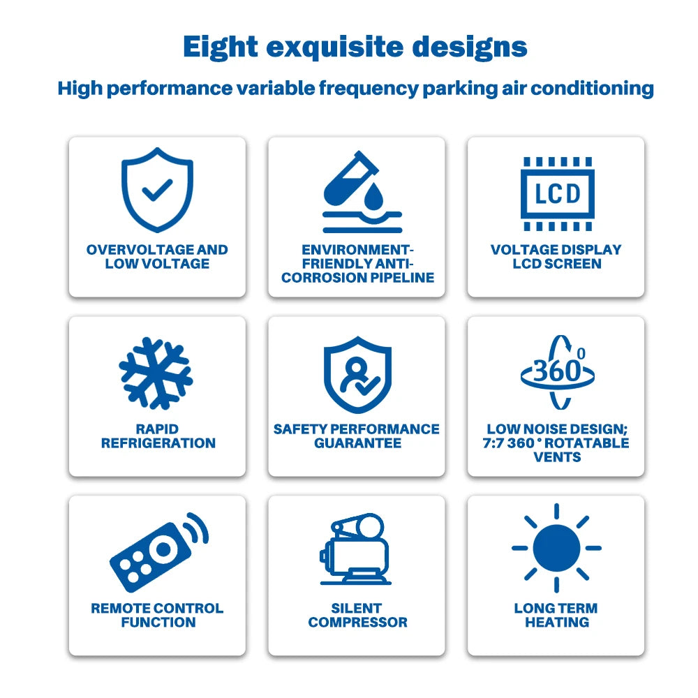 Treeligo12V Cooling Roof Air Conditioner Electric Cool RV Rooftop Parking AC Unit for Truck Camper Van Caravans Motor home