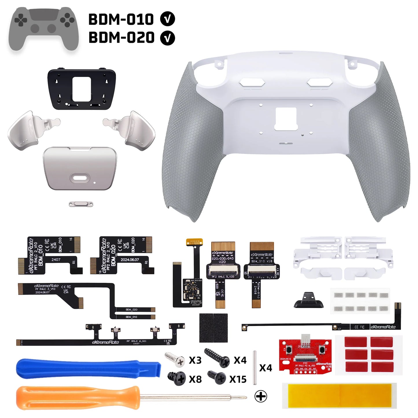 eXtremeRate RISE Plus MAX Remappable Real Metal Back Buttons Kit with Clicky Trigger Stops & Rubberized Grip for ps5 BDM-010 020