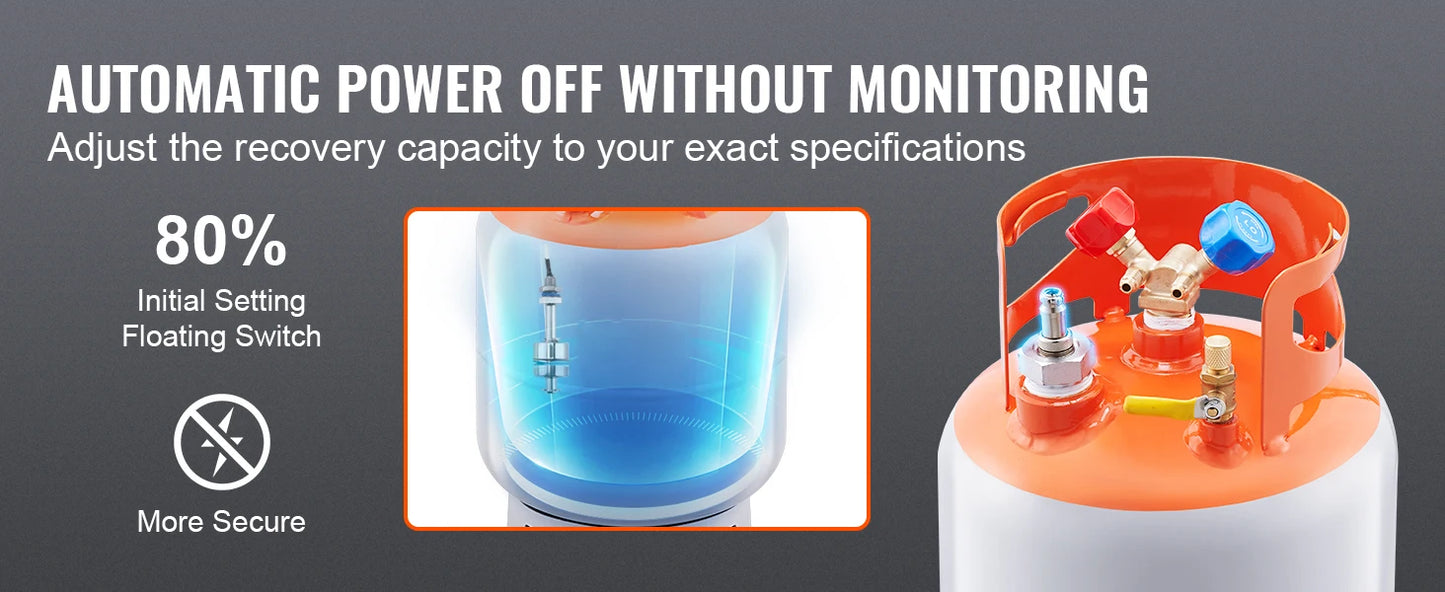 SucceBuy 30 lbs Refrigerant Recovery Tank with Float Switch Reusable AC Recovery Tank HVAC for All Refrigerant Prevent Overflow