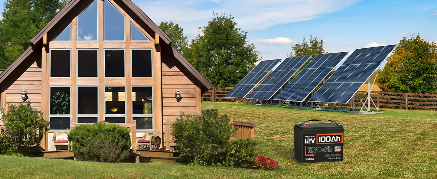 Humsienk LiFePO4 Lithium Battery 12V 100Ah Low-Temp Protect Built-in 100A BMS 15000 Cycles For Vans,Golf Cart,Boat,RV,Camp,GP24