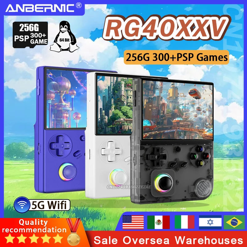 ANBERNIC RG40XXV Retro Handheld Game Console 4.0'' IPS Screen 64 Bit Linux 5G WiFi Bluetooth HD-Support Output PSP Game
