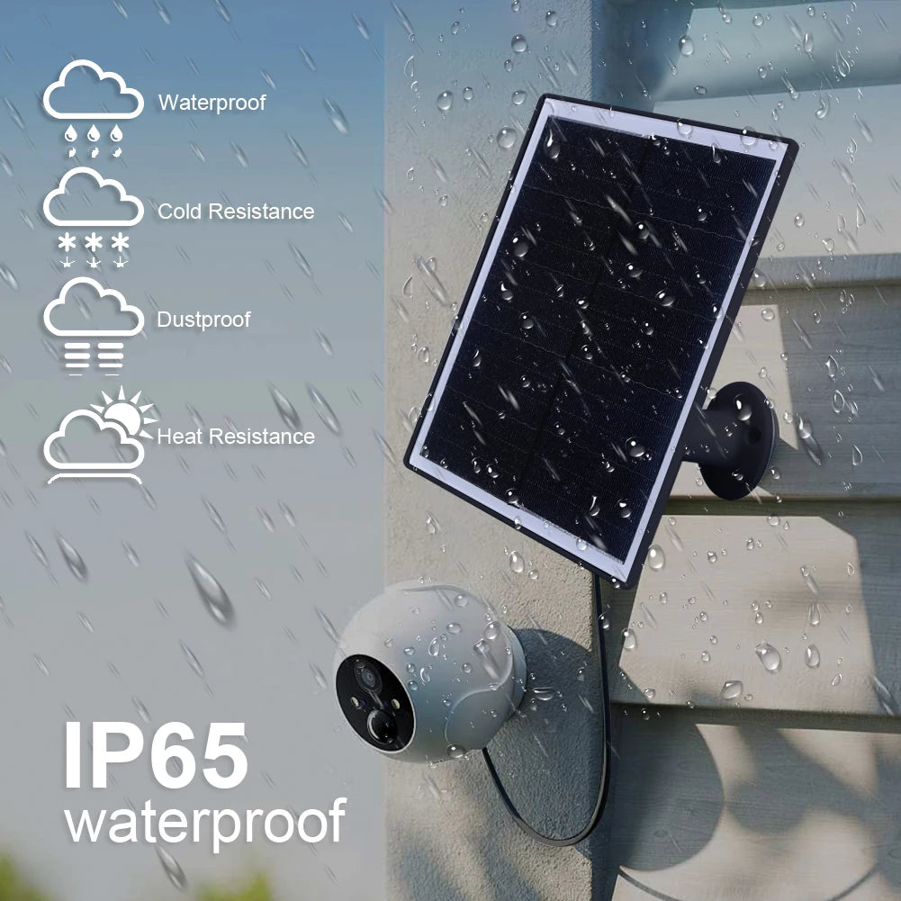 20W 5V High Efficiency Shingled Solar Panel Charger for Security Cameras IP65 Waterproof Adjustable Mount USB Ports