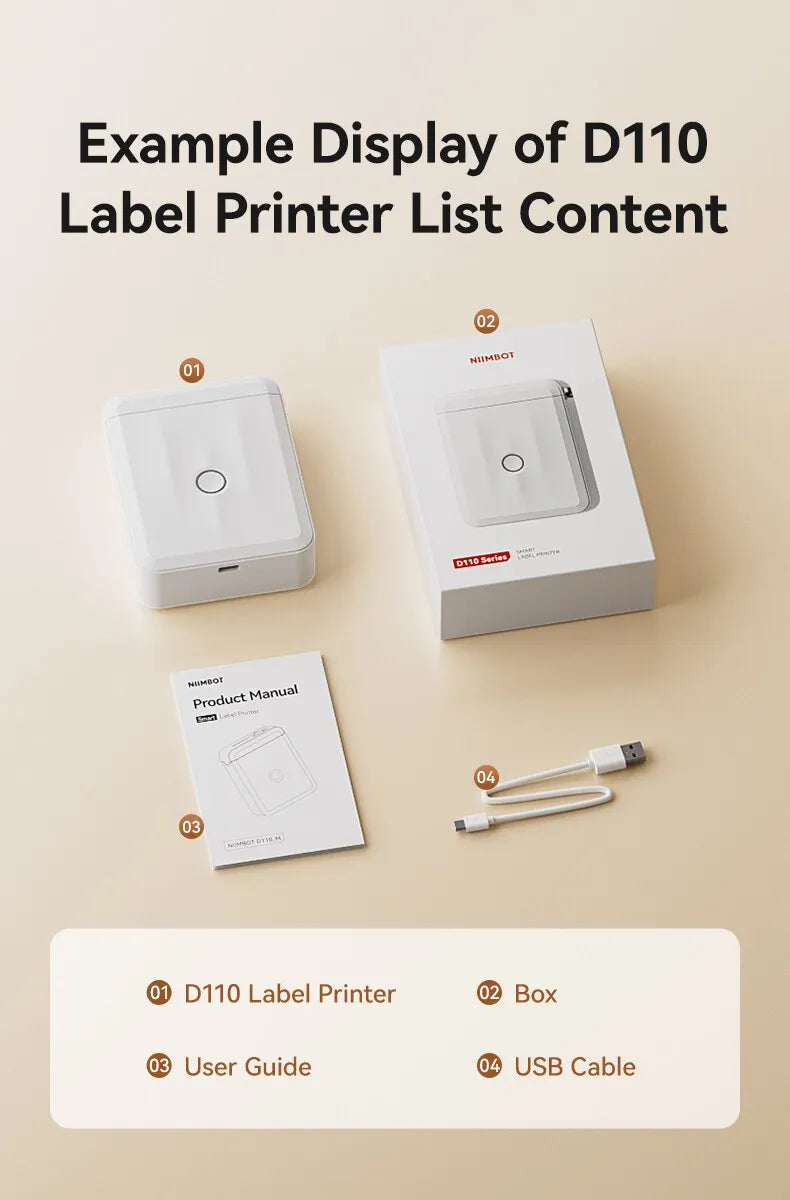 Niimbot D110 Mini Thermal Label Maker Wireless Connection Adhesive Sticker Label Printer DIY Name Tag for Office Home