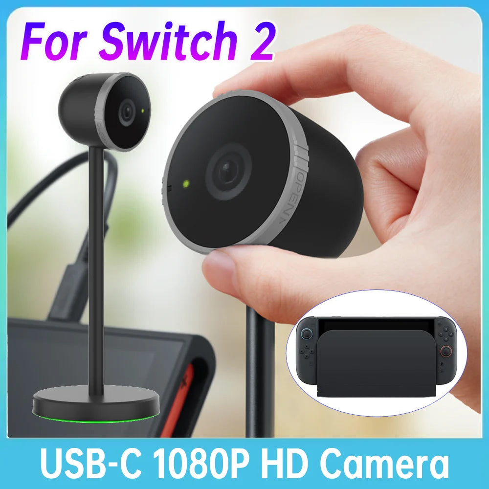 For Switch 2 1080P HD Computer Camera For NS2 Switch2 Video Chat Adjustment Wide Angle Camera with Heat Dissipation Vents Light