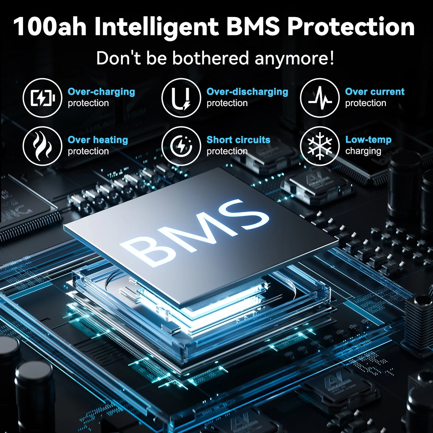 Wattcycle 12V 100AH LiFePO4 Lithium Iron Phosphate Battery Built-in 100A BMS For RV/ Yacht/ Camping/ Off-Grid/ Back-up Power