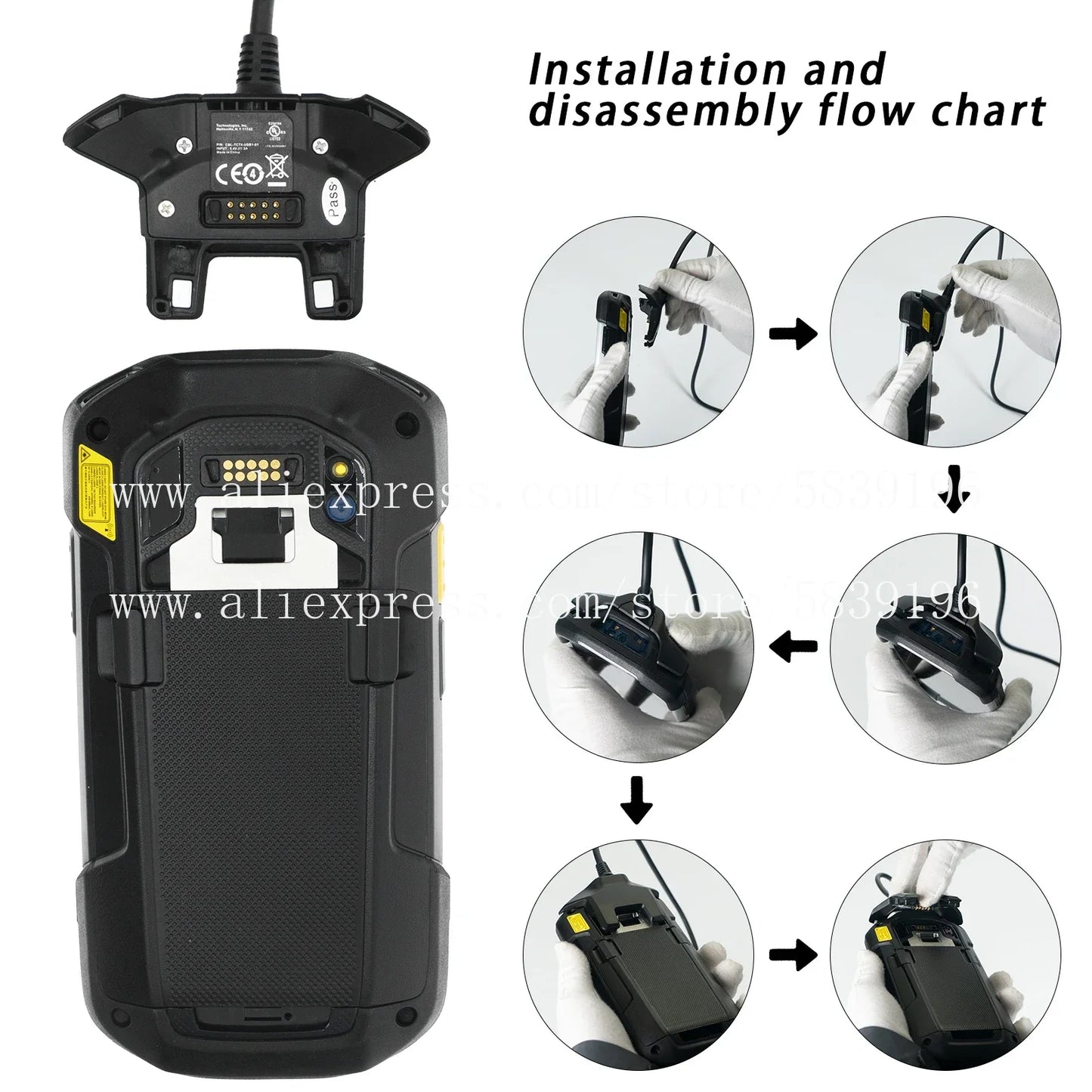 Power Charger for Zebra Motorola Symbol TC70 TC70X TC72 TC75 TC75X TC77 CBL-TC7X-USB1-01 Charging Cable with Adapter