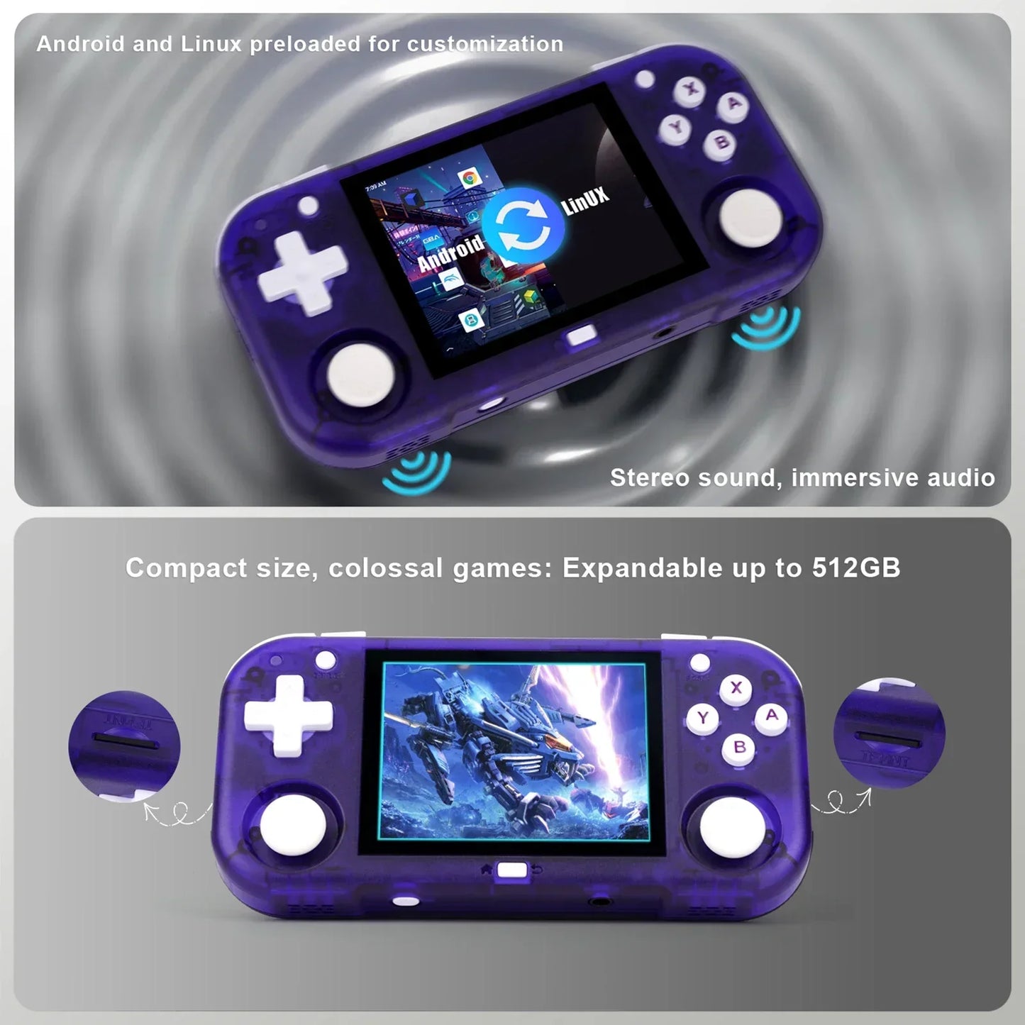 AMPOWN Mini Zero 28 Handheld Game Console 2.8'' IPS Screen AllWinner A133P CPU Android OS Wifi MAGICX ZERO28 Video Player Gifts
