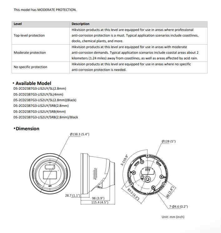 Hikvision 8MP IP Camera DS-2CD2387G3-LIS2UY/SRB Smart Hybrid Light ColorVu 2-Way Audio Turret Camera Red Blue Light Audio Alarm