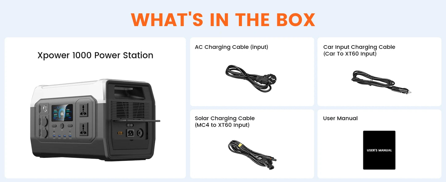 Ctolity XP1000 1800W Portable Power Station 1024Wh LiFeP04 Battery Solar Generator Solar for Camping UPS function Pure Sine Wave