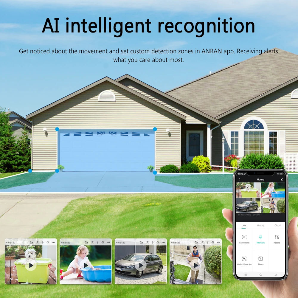 ANRAN 2/3/4PCS Battery Camera 2K 2.4G WiFi Camera Home Protection Security Camera PIR Detection,Free Basic Cloud Storage,5200mAh