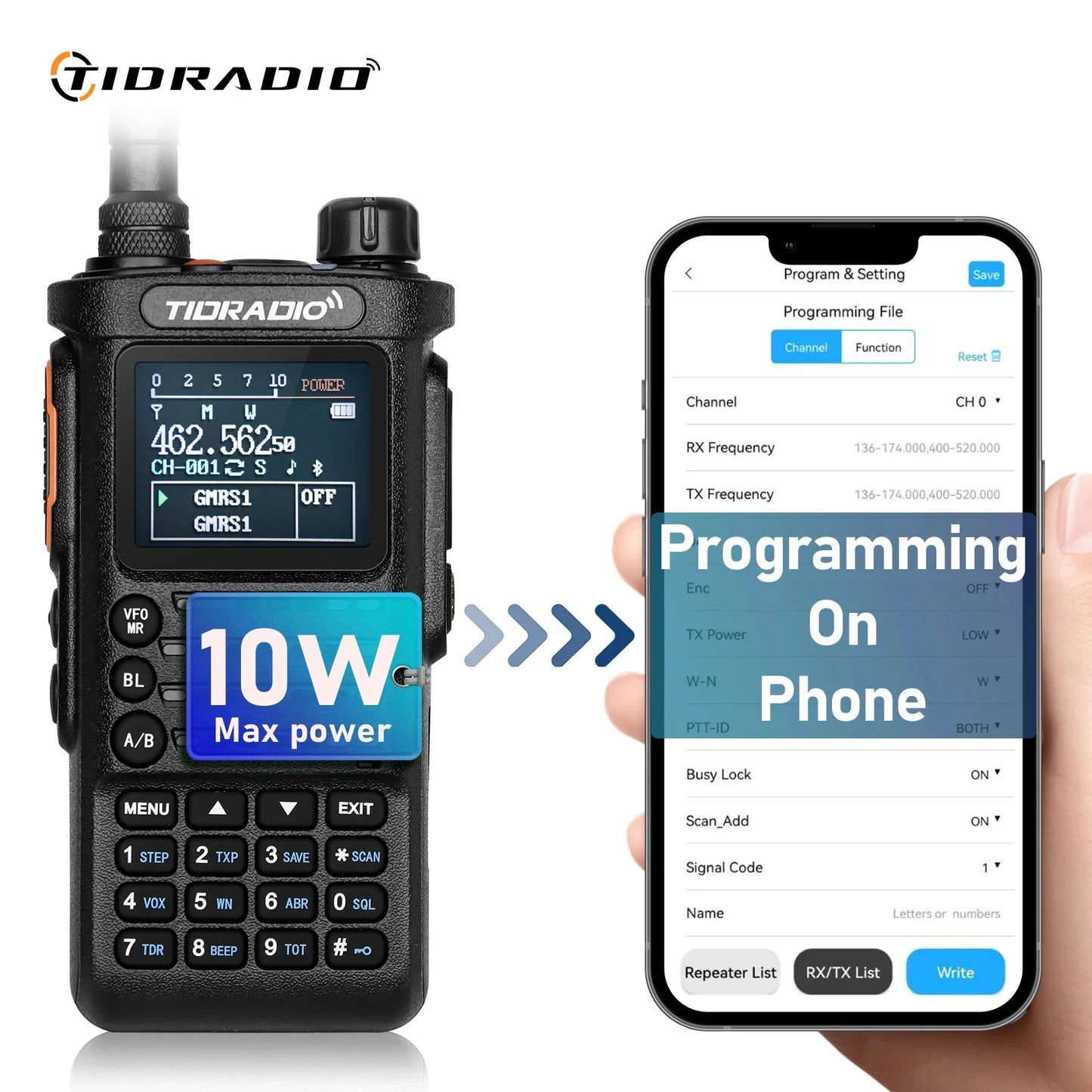 2nd Gen TIDRADIO TD-H8 10W Profession Walkie Talkie Long Range Emergency Radio Portable Two Way Radio Receiver Search Repeaters