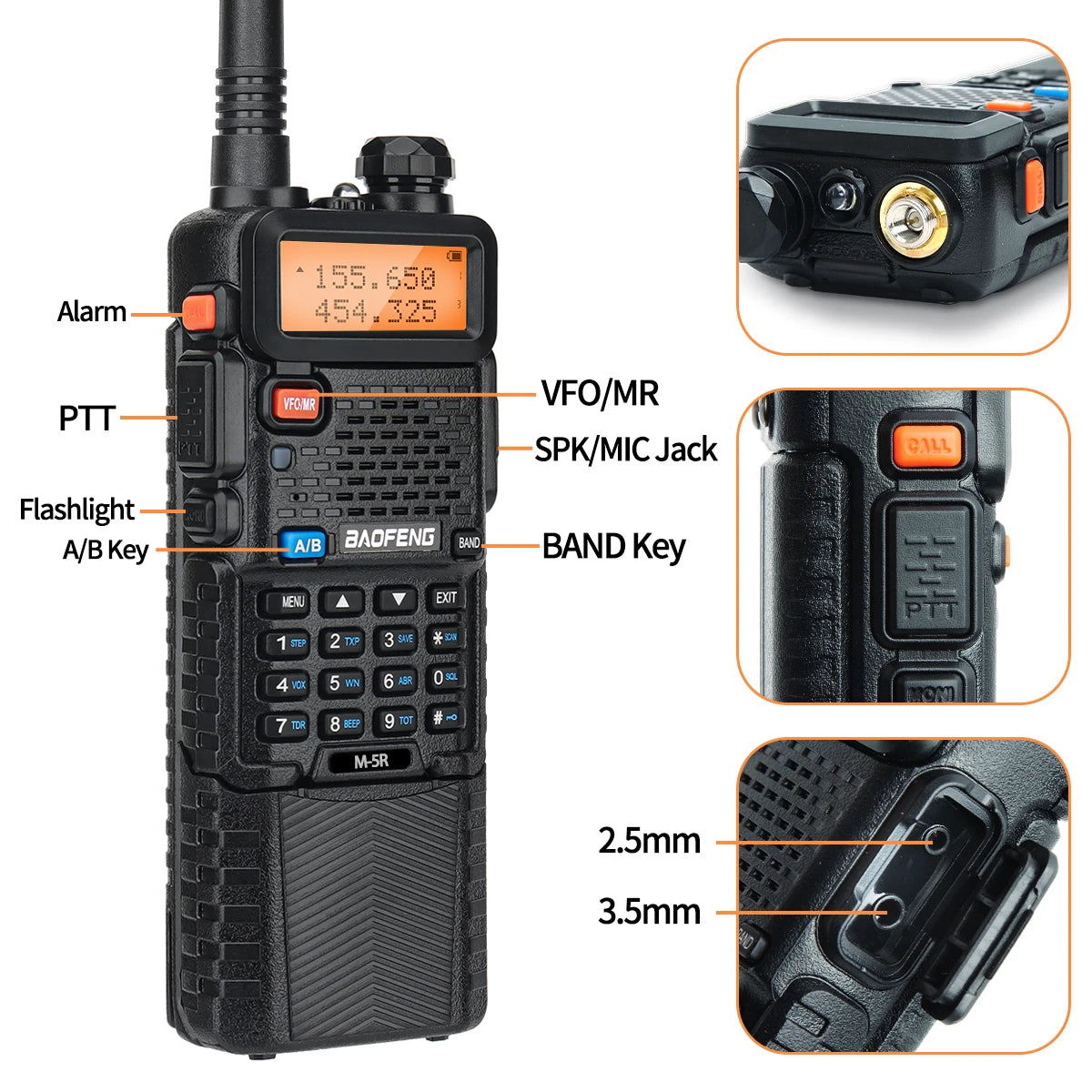 2X BAOFENG M-5R 8W Walkie Talkie 3800mAh Battery Multi Band AM Type-C USB Copy Upgraded UV-5R UV5R Long Range Two Way Ham Radio