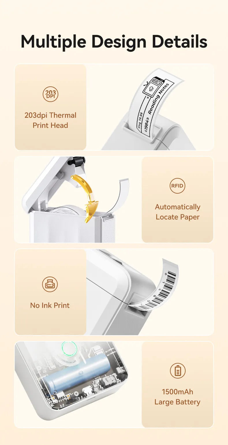 Niimbot D110 Mini Thermal Label Maker Wireless Connection Adhesive Sticker Label Printer DIY Name Tag for Office Home