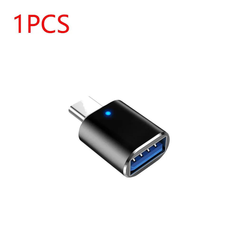 1-3PCS Type-C To USB3.0 Converter LED Indicator Type-C To USB OTG Adapter 3A Fast Charging 5Gbps Data Transfer Plug and Play